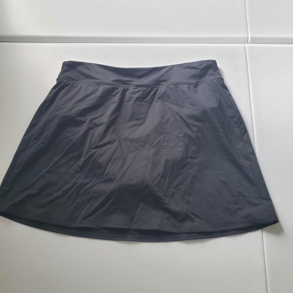 Lands' End Swim Skirt Womens 10L Tall Black Swim Bottom Built In Brief Lined